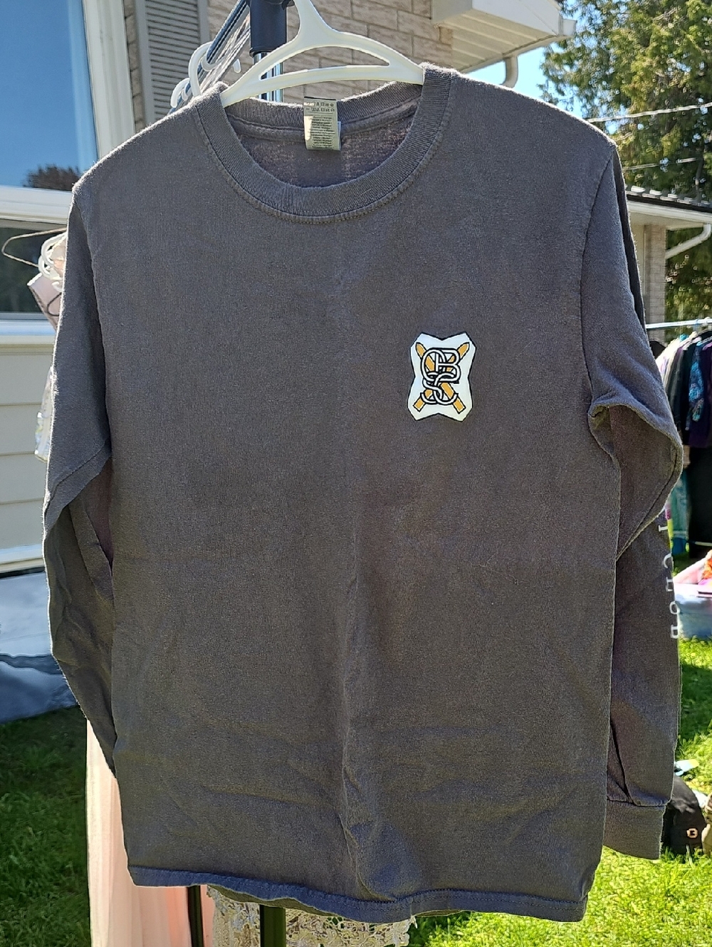 OSLER BLUFF Grey Long Sleeve Tee with Small Chest Patch